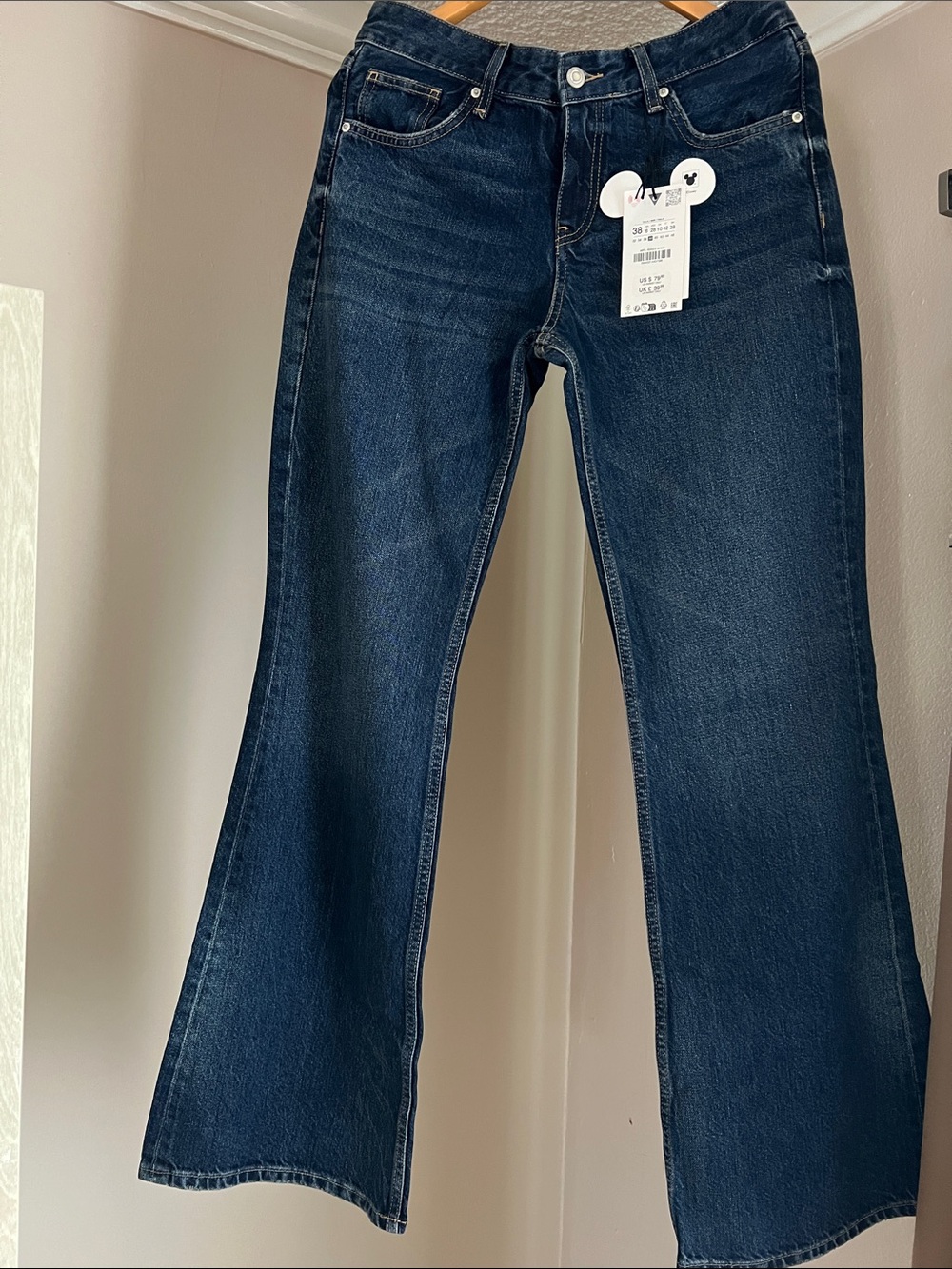 Zara X Disney Collab Dark Indigo Flare Jeans